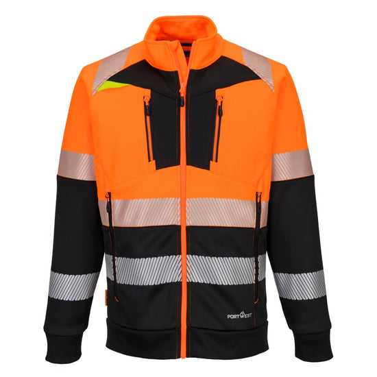 Sweatshirt com fecho de correr e gola em funil DX4 Hi-Vis classe 1-Laranja/preto-S-RAG-Tailors-Fardas-e-Uniformes-Vestuario-Pro