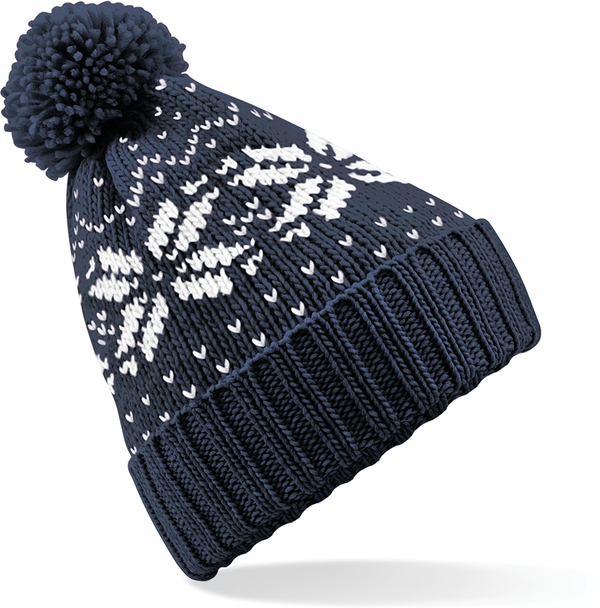 Gorro Jacquard com Pompom Unissexo-Azul Marinho Francês / Branco-Único-RAG-Tailors-Fardas-e-Uniformes-Vestuario-Pro