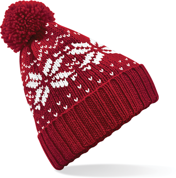 Gorro Jacquard com Pompom Unissexo-Vermelho Clássico / Branco-Único-RAG-Tailors-Fardas-e-Uniformes-Vestuario-Pro