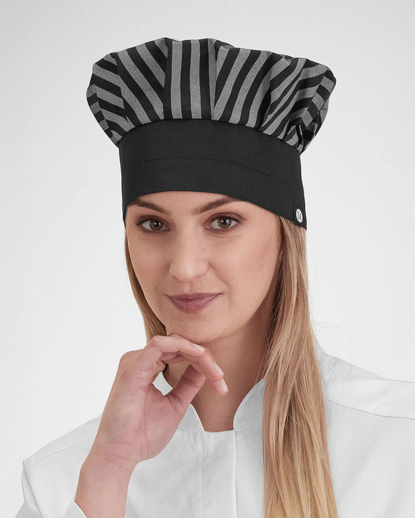 Gorro de Chef Tradition-Black/Gray Stripe-Único-RAG-Tailors-Fardas-e-Uniformes-Vestuario-Pro