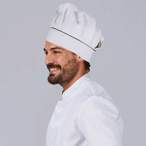Gorro de Chef com Velcro Branco e Vivo de Cor-RAG-Tailors-Fardas-e-Uniformes-Vestuario-Pro