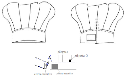 Gorro de Chef com Velcro Branco e Vivo de Cor-RAG-Tailors-Fardas-e-Uniformes-Vestuario-Pro