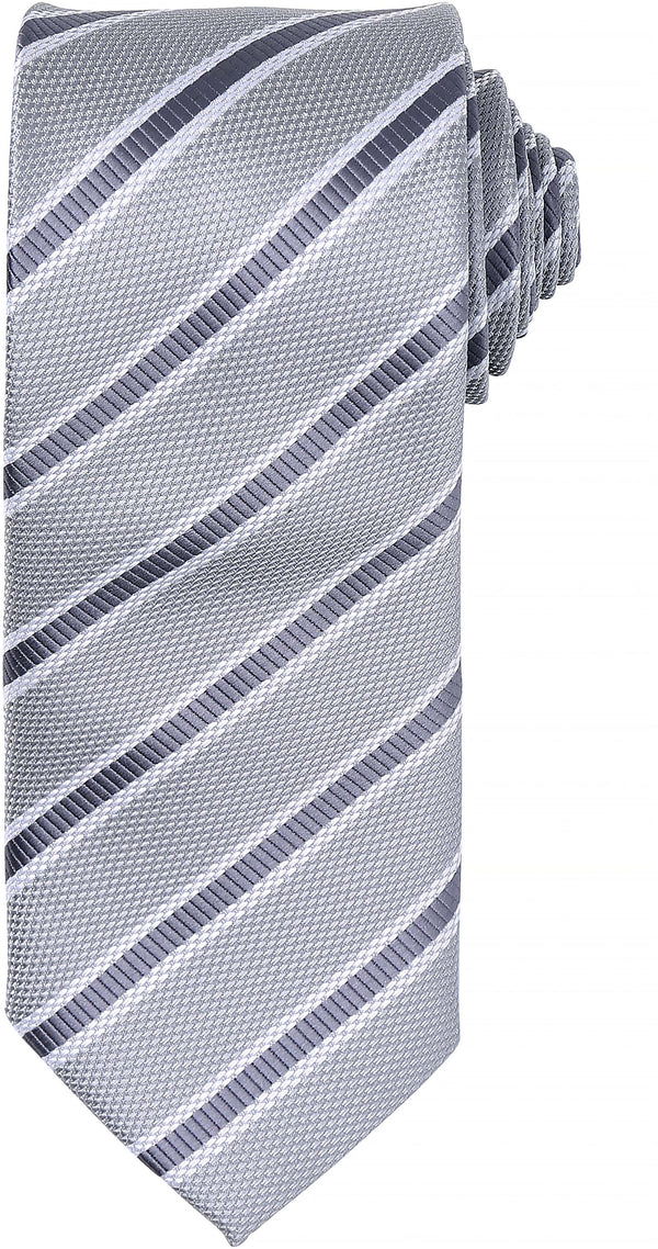 Gravata "Waffle Stripe"-Silver / Dark Grey-Único-RAG-Tailors-Fardas-e-Uniformes-Vestuario-Pro
