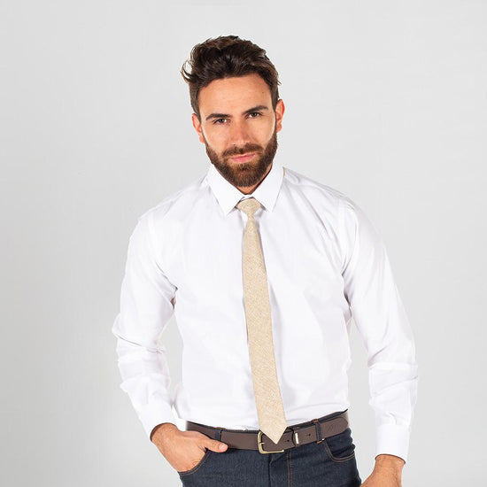 Gravata c\nó textura Serrapilheira-Beje-Único-RAG-Tailors-Fardas-e-Uniformes-Vestuario-Pro
