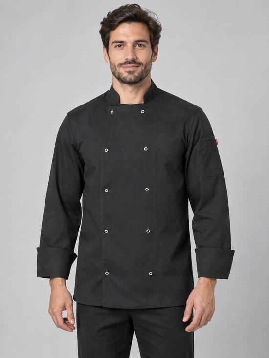 JALECA COM BOTÕES AUTOMÁTICOS DE MANGA COMPRIDA-Preto-44-RAG-Tailors-Fardas-e-Uniformes-Vestuario-Pro