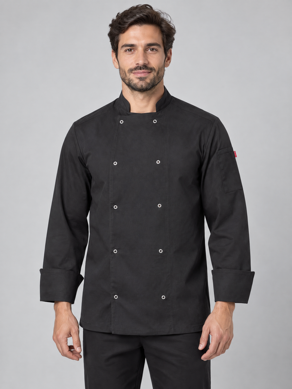 Jaleca com Botões Automáticos de Manga Comprida-Preto-44-RAG-Tailors-Fardas-e-Uniformes-Vestuario-Pro