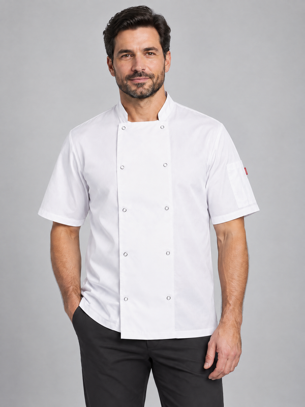 Jaleca com Botões Automáticos de Manga Curta-Branco-44-RAG-Tailors-Fardas-e-Uniformes-Vestuario-Pro