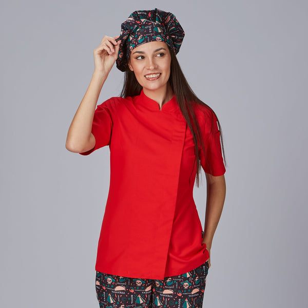 JALECA SENHORA IBIZA M/CURTA-Vermelho - 105-XS-RAG-Tailors-Fardas-e-Uniformes-Vestuario-Pro