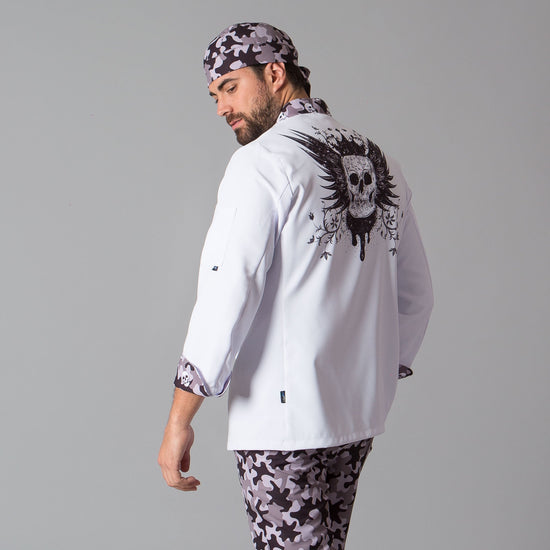 Jaleca Unisex Cam Skull-Branco - 101-XS-RAG-Tailors-Fardas-e-Uniformes-Vestuario-Pro