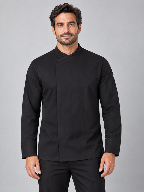 Jaleca Cozinha Microfibra m\comprida Aleija-Preto-XS-RAG-Tailors-Fardas-e-Uniformes-Vestuario-Pro