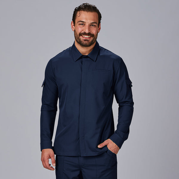 Jaleca de Cozinha Unissexo Combi Canelado Trueba-Azul Marinho - 104-XS-RAG-Tailors-Fardas-e-Uniformes-Vestuario-Pro