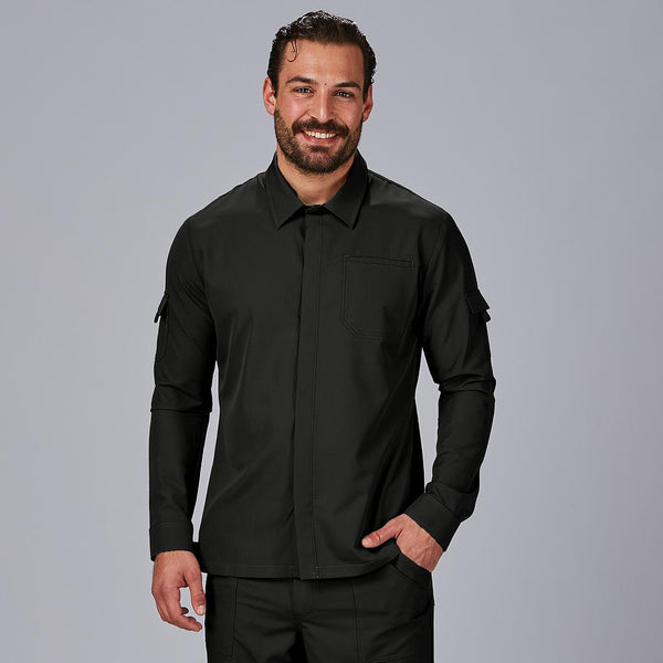 Jaleca de Cozinha Unissexo Combi Canelado Trueba-Preto - 001-XS-RAG-Tailors-Fardas-e-Uniformes-Vestuario-Pro