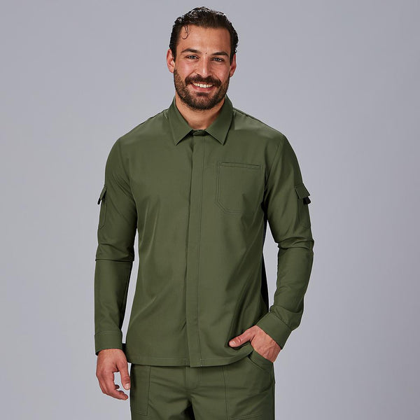 Jaleca de Cozinha Unissexo Combi Canelado Trueba-Verde Azeitona - 121-XS-RAG-Tailors-Fardas-e-Uniformes-Vestuario-Pro
