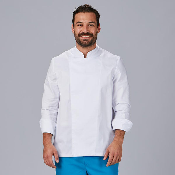 Jaleca de Cozinha Unissexo Manga Comprida com Velcro-Branco - 101-XXS-RAG-Tailors-Fardas-e-Uniformes-Vestuario-Pro