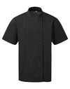 Jaleca de chef Coolchecker® de manga curta-Black-XS-RAG-Tailors-Fardas-e-Uniformes-Vestuario-Pro