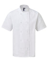 Jaleca de chef Coolchecker® de manga curta-White-XS-RAG-Tailors-Fardas-e-Uniformes-Vestuario-Pro