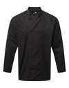 Jaleca de chef de cozinha manga comprida Coolchecker®-Black-XS-RAG-Tailors-Fardas-e-Uniformes-Vestuario-Pro