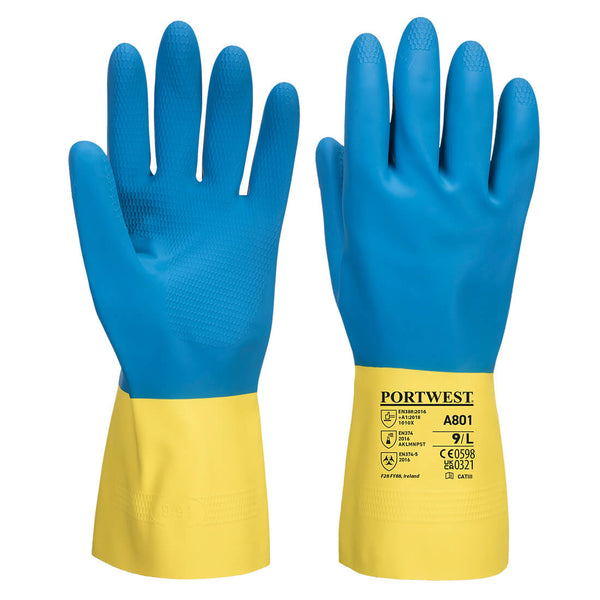 Luva latex revestimento duplo-Amarelo/Azul-S-RAG-Tailors-Fardas-e-Uniformes-Vestuario-Pro