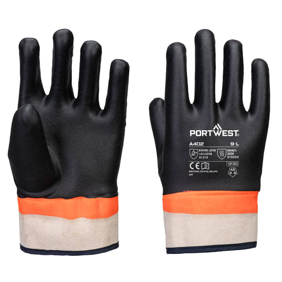 Luvas de PVC com textura arenosa e dupla camada-Preto/laranja-L-RAG-Tailors-Fardas-e-Uniformes-Vestuario-Pro