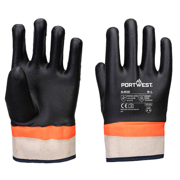 Luvas de PVC com textura arenosa e dupla camada-Preto/laranja-L-RAG-Tailors-Fardas-e-Uniformes-Vestuario-Pro
