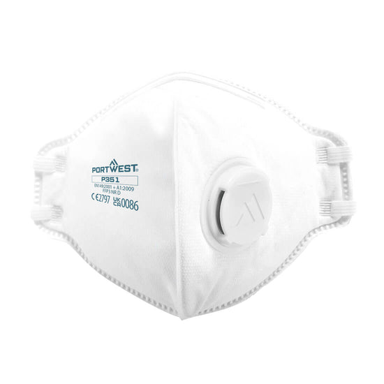 Máscara Dobrável com válvula FFP3 (Pk20)-Branco-U-RAG-Tailors-Fardas-e-Uniformes-Vestuario-Pro