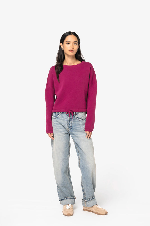 Sweatshirt Eco-responsável Decote Redondo Oversize Crop de Senhora-RAG-Tailors-Fardas-e-Uniformes-Vestuario-Pro