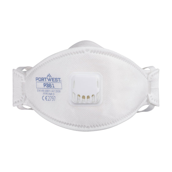 Respirador FFP3 Dolomite com Válvula e Design Triplo (Embalagem de 10)-Branco-Único-RAG-Tailors-Fardas-e-Uniformes-Vestuario-Pro
