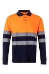 POLO ALGODAO BICOLOR MANGA COMPRIDA ALTA VISIBILIDADE-Laranja Fluor/Azul Marinho-S-RAG-Tailors-Fardas-e-Uniformes-Vestuario-Pro