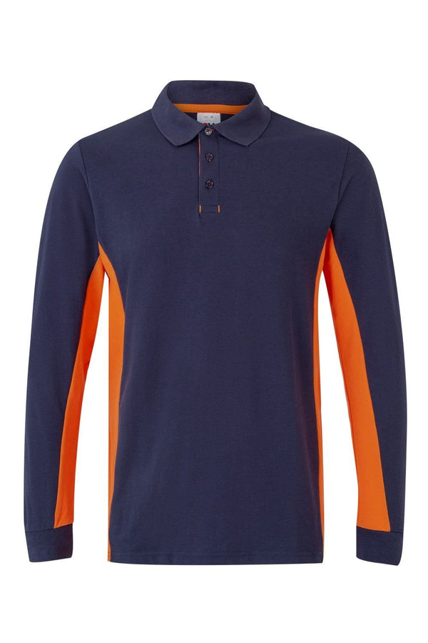 POLO BICOLOR DE MANGA COMPRIDA-Azul Navy/laranja - 61/16-XS-RAG-Tailors-Fardas-e-Uniformes-Vestuario-Pro