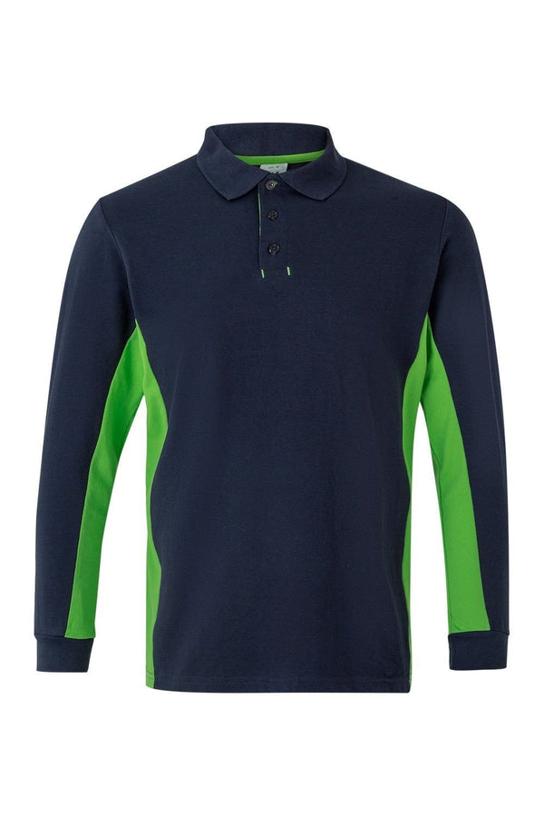 POLO BICOLOR DE MANGA COMPRIDA-Azul Navy/verde Lima - 61/25-XS-RAG-Tailors-Fardas-e-Uniformes-Vestuario-Pro