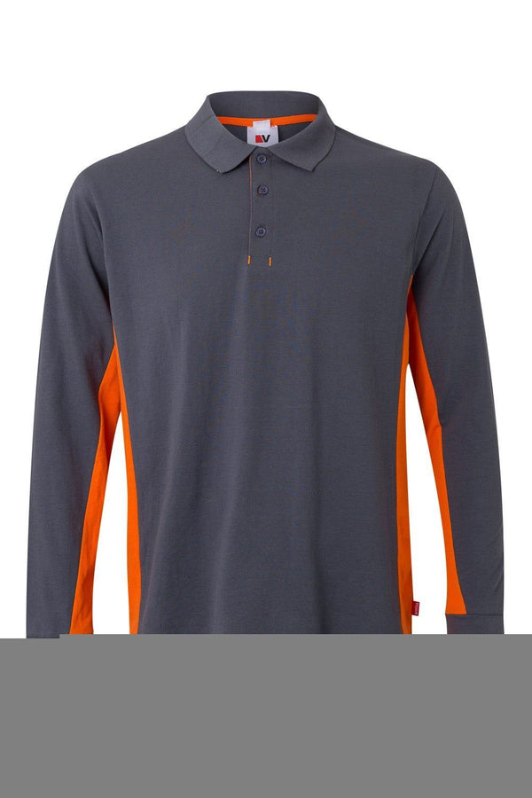 POLO BICOLOR DE MANGA COMPRIDA-Cinza/laranja - 08/16-XS-RAG-Tailors-Fardas-e-Uniformes-Vestuario-Pro