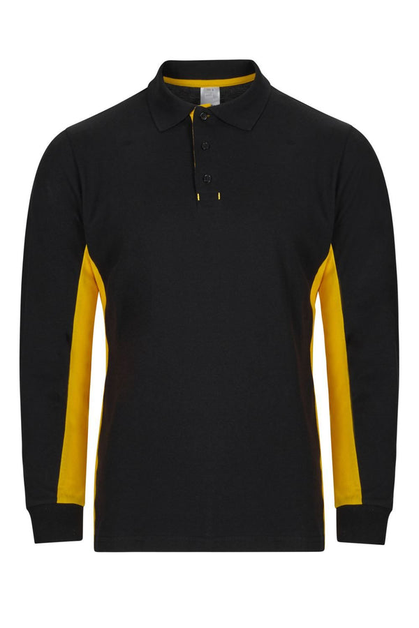 POLO BICOLOR DE MANGA COMPRIDA-Preto/Amarelo - 00/17-XS-RAG-Tailors-Fardas-e-Uniformes-Vestuario-Pro