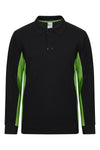 POLO BICOLOR DE MANGA COMPRIDA-Preto/Verde Lima - 00/25-XS-RAG-Tailors-Fardas-e-Uniformes-Vestuario-Pro