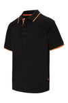 POLO VIVOS BICOLOR DE MANGA CURTA-Preto/Laranja Fluorescente-XS-RAG-Tailors-Fardas-e-Uniformes-Vestuario-Pro