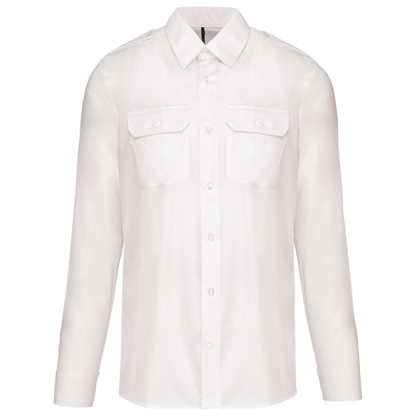 Camisa piloto de homem de manga comprida-Branco-S-RAG-Tailors-Fardas-e-Uniformes-Vestuario-Pro