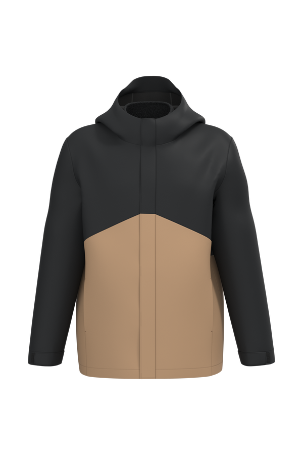 Parka 3 em 1 Impermeável com Capuz Bicolor Unissexo-Camel / Preto-XS-RAG-Tailors-Fardas-e-Uniformes-Vestuario-Pro
