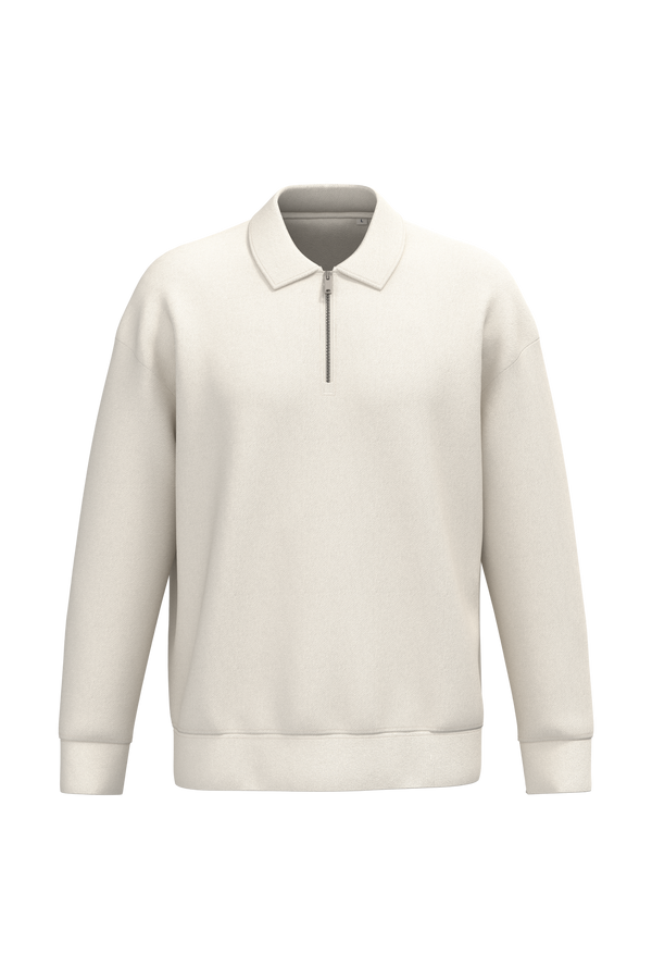 Sweatshirt Gola Polo Meio Fecho Ombros Descaídos Unissexo-Marfim-XS-RAG-Tailors-Fardas-e-Uniformes-Vestuario-Pro