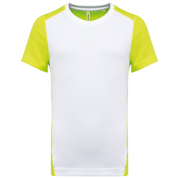 T-shirt de Desporto Bicolor Homem-Branco / Amarelo Fluorescente-S-RAG-Tailors-Fardas-e-Uniformes-Vestuario-Pro