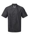 Jaleca de Cozinha com Fecho Unissexo-Preto Denim-XS-RAG-Tailors-Fardas-e-Uniformes-Vestuario-Pro
