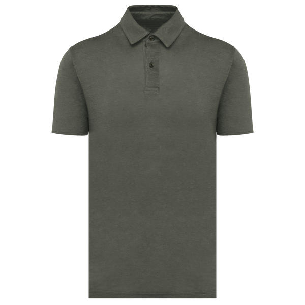 Polo em Linho de Homem-Caqui Orgânico-S-RAG-Tailors-Fardas-e-Uniformes-Vestuario-Pro