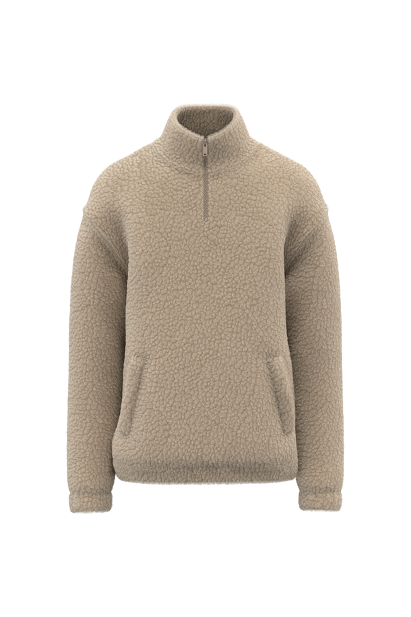 Sweatshirt Meio Fecho com Ombros Descaídos em Sherpa Unissexo-Areia Molhada-XS-RAG-Tailors-Fardas-e-Uniformes-Vestuario-Pro