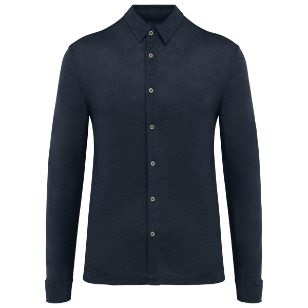 Camisa em Linho de Homem-Azul Marinho-S-RAG-Tailors-Fardas-e-Uniformes-Vestuario-Pro