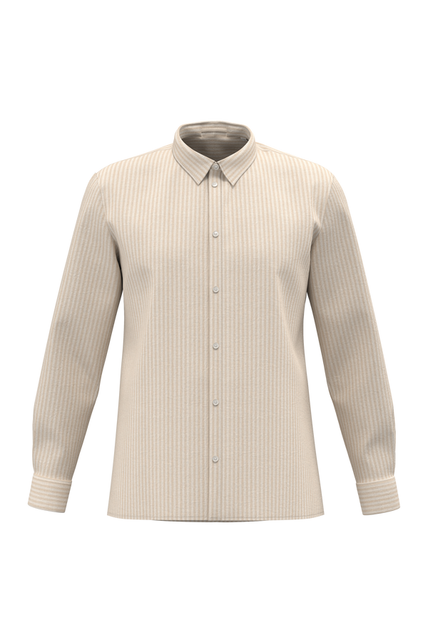 Camisa às Riscas em Linho de Homem-Riscas Marfim / Areia Molhada-S-RAG-Tailors-Fardas-e-Uniformes-Vestuario-Pro