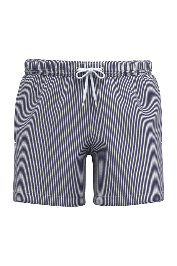 Calção de Banho Eco-responsável às Riscas Homem-Riscas Branco / Azul Marinho-S-RAG-Tailors-Fardas-e-Uniformes-Vestuario-Pro