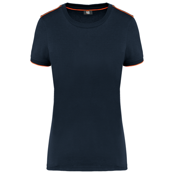 T-shirt de senhora Day To Day de manga curta-Azul Marinho / Laranja Fluorescente-S-RAG-Tailors-Fardas-e-Uniformes-Vestuario-Pro