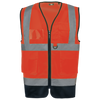 Colete de Alta Visibilidade Reciclado com Fecho Unissexo-Laranja Hi Viz / Azul Marinho-XS-RAG-Tailors-Fardas-e-Uniformes-Vestuario-Pro