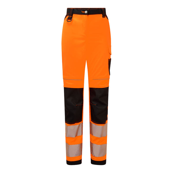 PW3 Calça de Trabalho Elástica Feminina de Alta Visibilidade-Laranja/preto-26-RAG-Tailors-Fardas-e-Uniformes-Vestuario-Pro