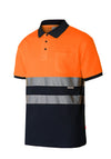 Polo Algodao Bicolor Manga Curta de Alta Visibilidade-Narnaja Fluor-S-RAG-Tailors-Fardas-e-Uniformes-Vestuario-Pro