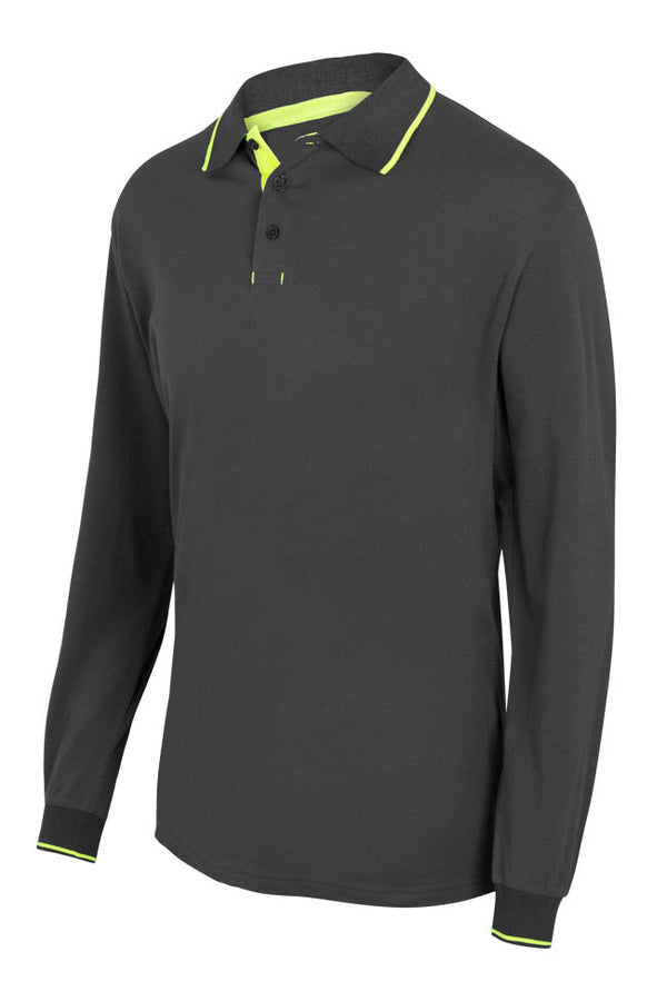 Polo Às Riscas Bicolor de Manga Comprida-Cinza/Amarelo-XS-RAG-Tailors-Fardas-e-Uniformes-Vestuario-Pro