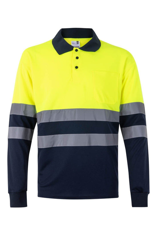 Polo Bicolor Alta Visibilidade-Amarelo/Marinho-S-RAG-Tailors-Fardas-e-Uniformes-Vestuario-Pro